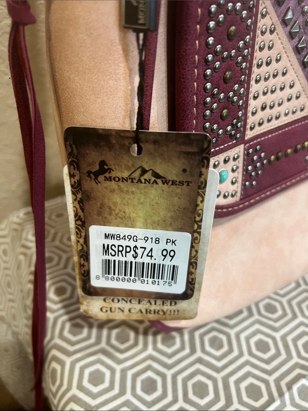 Montana West Studded Two-Tone Pink & Purple Shoulder Bag conceal carry option